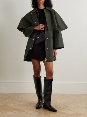 new Barbour Fia showerproof cape jacket in Sage Ancient Poplar dark army green